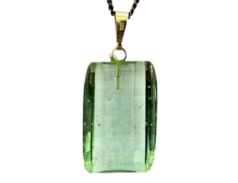 Colar Retângulo Facetado Obsidiana Verde Montagem Prata 950