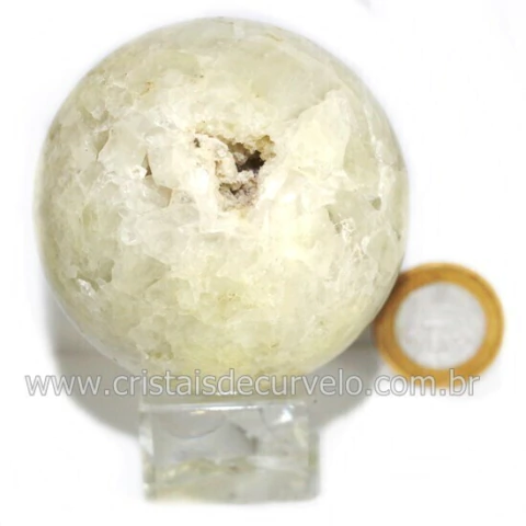 Bola Pedra Enxofre na Drusa de Geodo de Cristal Cod 132653