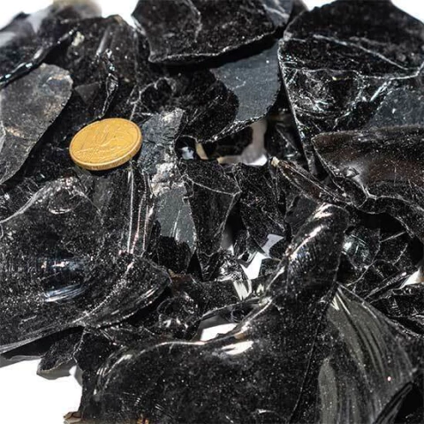 05 Kg Cascalho Bruto Obsidiana Negra 10 a 70mm Tipo A