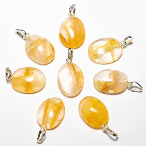 05 Pingente Mini Cabochão Hematoide 20mm Pino Dourado Atacado