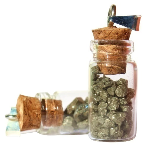 Amuleto Para Prosperidade Prateado de Pirita Peruana