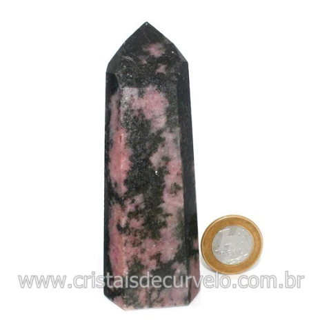 Ponta Rodonita Pedra Lapidada Gerador Sextavado Cod 129562