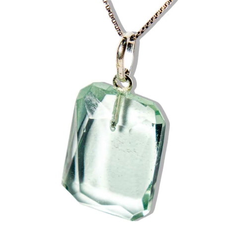 Colar Obsidiana Verde Facetado Manual Prata 950 Pino