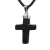 Colar Crucifixo Ônix Preto Pedra Natural Envolto em Prateado - comprar online