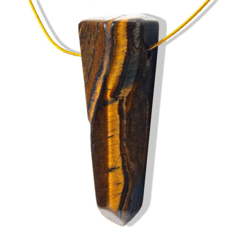 Ponta de Olho de Tigre Lapidado Furado Para Pingente de Colar Furo Vazado Lateral