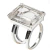 Anel Cristal Retangular Facetado Prata 950 Ajustável 109745 - Distribuidora CristaisdeCurvelo