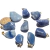 05 Pingente Pedrinha Quartzo Azul Natural Pino Dourado Atacado