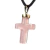 Colar Crucifixo Quartzo Rosa Natural Montagem Envolto Dourada