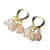Brinco Trio do Coração Quartzo Rosa Dourado Fecho Tranqueta - loja online