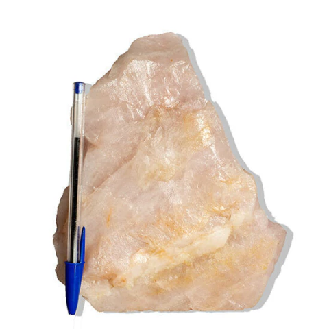 01 Cristal Rosa Pedra Pé Serrado Natural 1,89Kg 18cm Tipo B