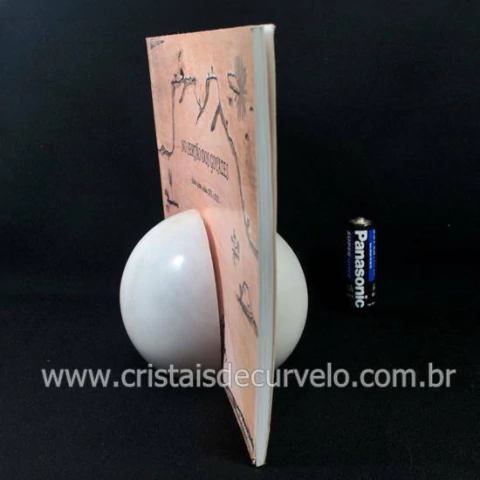 Porta Livro Esfera Quartzo Leitoso Natural