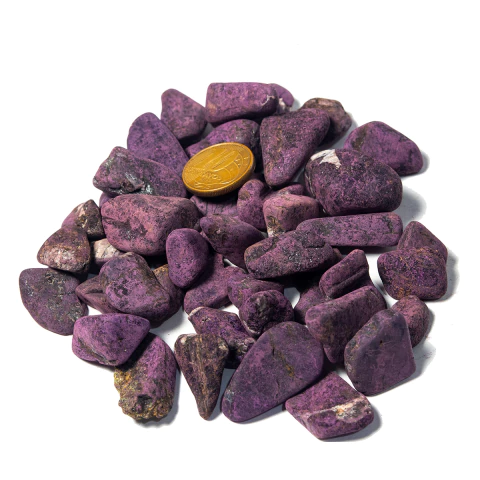 Purpurita Pedra Natural Rolada 18mm Pequena Orgonite 200g