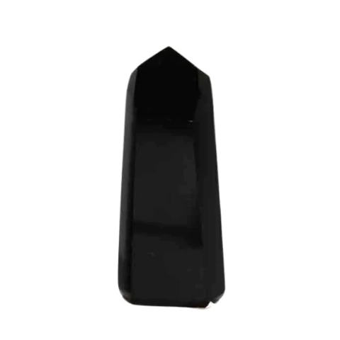 03 Ponta Obsidiana Negra 4 a 5 cm Sextavado Pedra Natural Lapidado