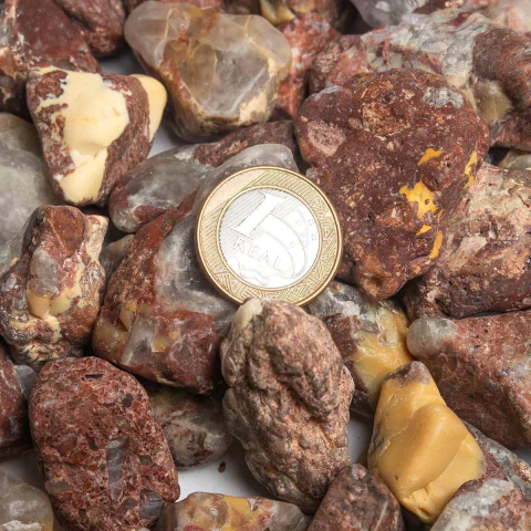 1 kg Calcedônia Mosaico Rolado Natural M 20 a 35mm Tipo B