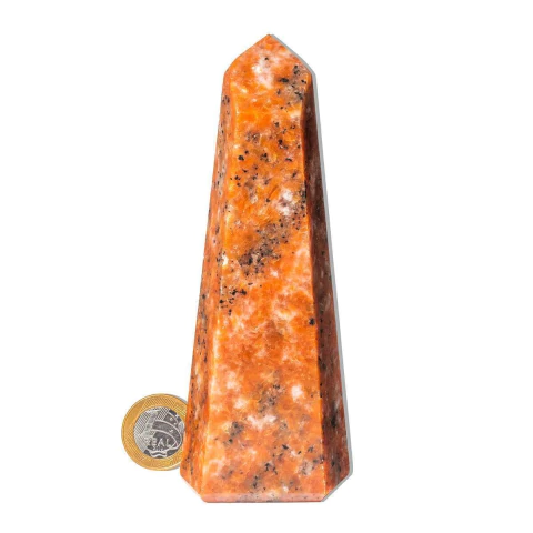 01 Ponta Calcita Laranja Pedra Natural 15 a 16 cm Tipo A