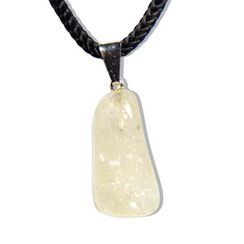 Colar Pedrinha Enxofre Rolado Pino Prateado