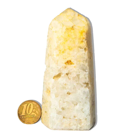 Ponta Enxofre no Quartzo Natural 9 a 10cm Média 205g Tipo B