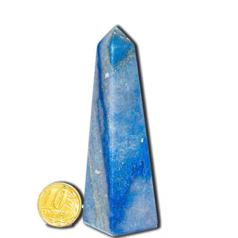 03 Obelisco Quartzo Azul Natural 6 a 7 cm 60g Tipo B Artesanal