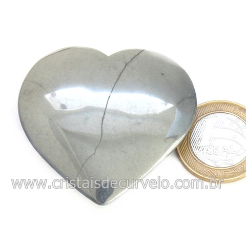 Coração Hematita Pedra Natural Lapidação Manual Cod 134934