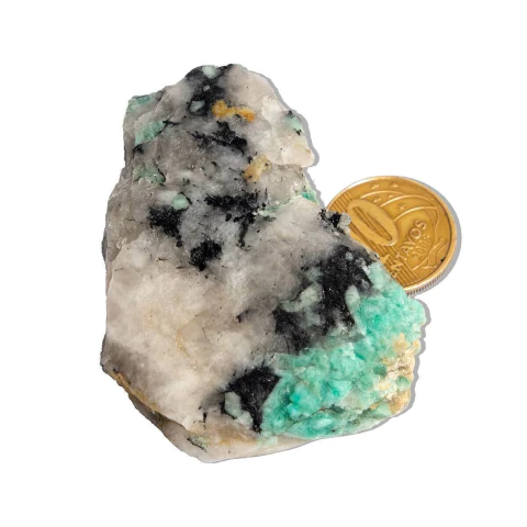 Esmeralda na Matriz de Turmalina Bruta Natural 50 a 75g 60mm