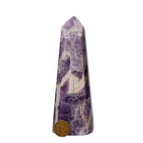 Ponta Ametista Chevron Pedra Natural 14 a 15cm média 315g
