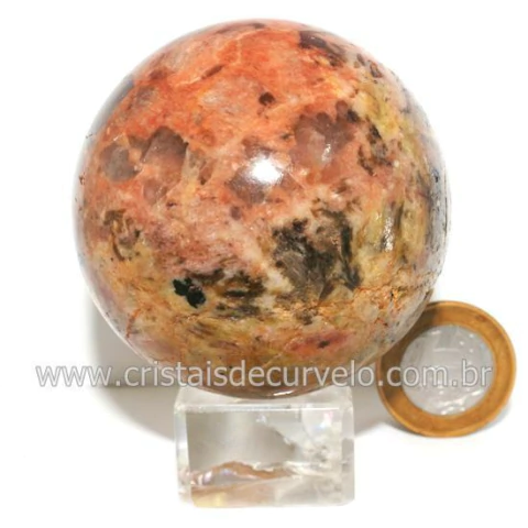 Esfera Turmalina Preta Feldspato Quartzo e Mica Cod 132627