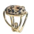 Anel Jaspe Dalmata Cabochão Oval Pequeno Dourado na internet