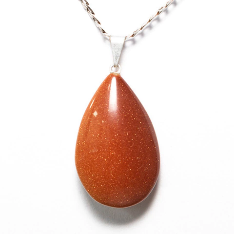 05 Pingente Gota Pedra do Sol Pedra Montagem Pino Prateado Atacado