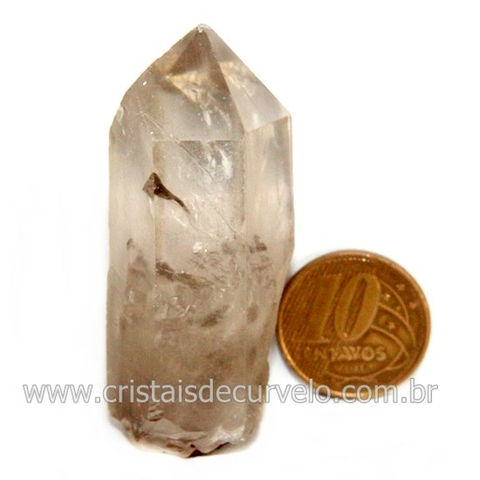 Ponta Cristal Fume Bruto Gerador Sextavado Natural Cod 135212