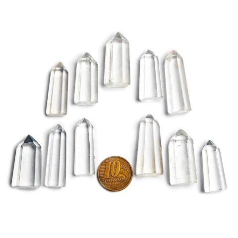 10 Mini Pontinha Quartzo Cristal Pedra Extra Natural 25 a 35mm Atacado