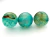 03 Bolinha Agata AZUL OCEANO 12 MM Furo Vazado Lateral