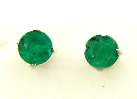 Brinco Topinho Pedra Esmeralda Brilhante Prata 950