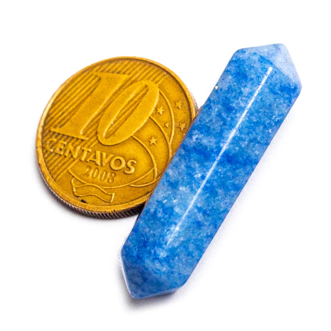 Mini Bi Terminado Quartzo Azul 25mm Pedra Natural Sextavado