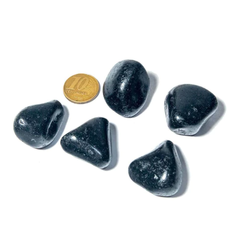 05 Quartzo Preto ou Quartzito Pedra Rolado 25mm Natural