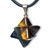 Colar Merkabah Olho de Tigre Pedra Natural Pino Prateado - Distribuidora CristaisdeCurvelo