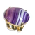 Anel Agata Lilas Oval Pedra Natural Dourado Aro Ajustavel