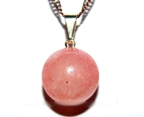 Colar Bolinha Pedra Quartzo Rosa Pino Prateado