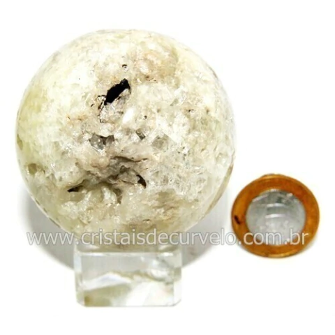 Bola Pedra Enxofre na Drusa de Geodo de Cristal Cod 119931