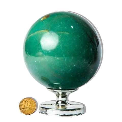 01 Esfera Quartzo Verde Natural 9 a 10cm 1 a 1.5kg Tipo A