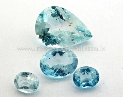 Conjunto Brinco Pingente e Anel Gema Topazio Azul Cod CG8494