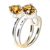 Anel 2 Pedras Citrino Extra Gemas Facetado Prata 950 - buy online