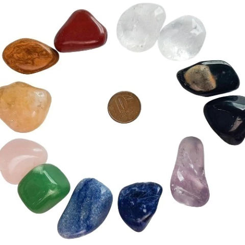 50 Kits Chakras 12 Pedras Lapidação Vibrada Kit Atacado Pedras Pequenas