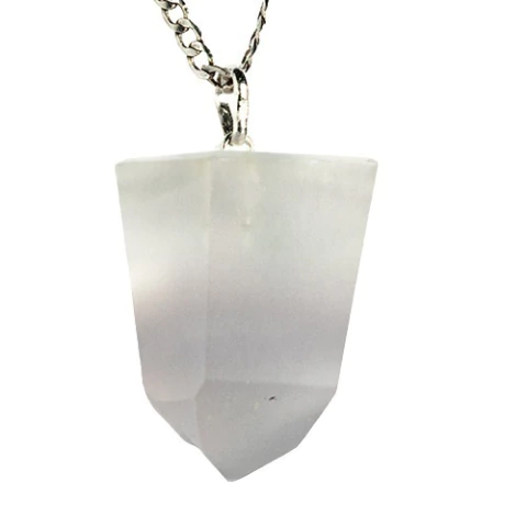 Colar Pontinha Fluorita Roxa Natural Grande Pino Prata 950