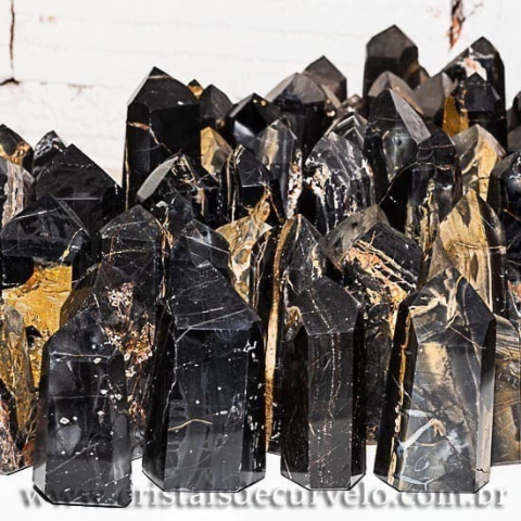 1 kg Ponta Onix Preto Lapidado T/Medio Gerador ATACADO