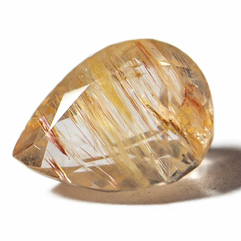 Gema Topazio Rutilo Natural Gota Facetada Para Montar Joias