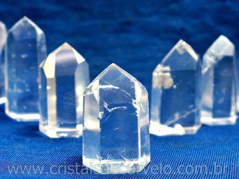 Kit 3 Mini Ponta Cristal Lemurian Lapidado em Gerador Sextavado 2,5cm