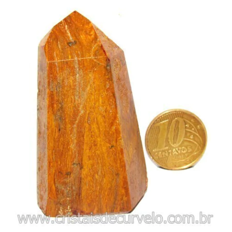 Ponta Jaspe Amarelo Natural Gerador Sextavado Cod 118731