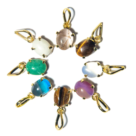 Kit 05 Mini Pingente Ponto de Luz Misto Cabochão Garra 8mm