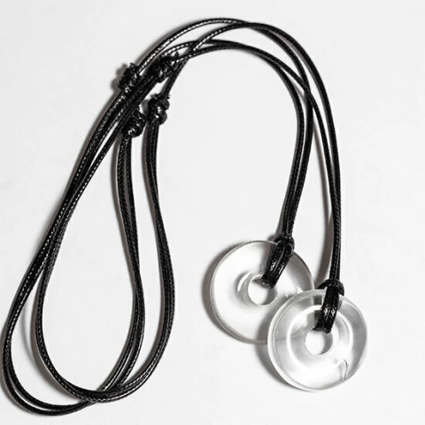 Colar Pedra Pi ou Donut Quartzo Cristal Cordão Ajustável