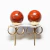 Brinco Bolinha Pedra Jaspe Vermelho Banho Dourado - comprar online